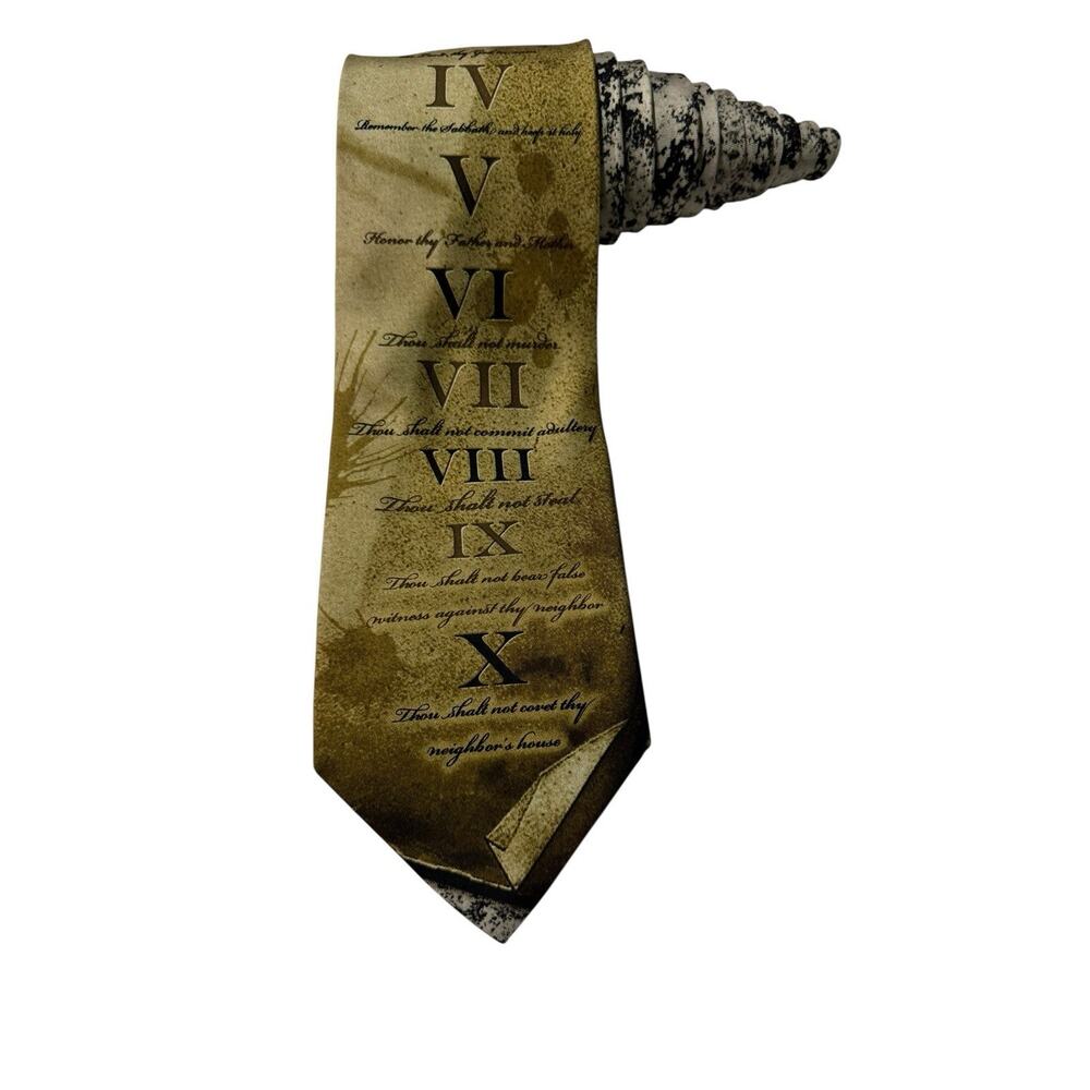 Larson The Ten Commandments Religious Christian Novelty Necktie 100% Silk